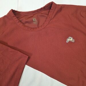 Tracksmith Men's XL Van Cortlandt 2:09 Mesh Tee Running Shirt Maroon White Sash